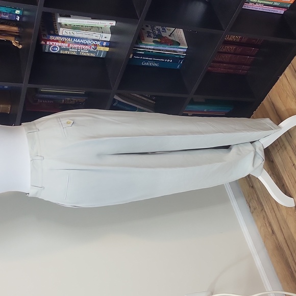 LAUREN RALPH LAUREN Pale Blue White Pinstripe Silk Shelter Island Pants Trousers - Picture 8 of 16